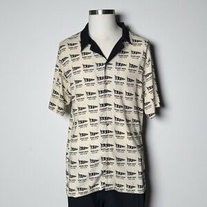 Bogey Boys Shirt Mens L  All Over Print Collar Bowling Short Sleeve Golf